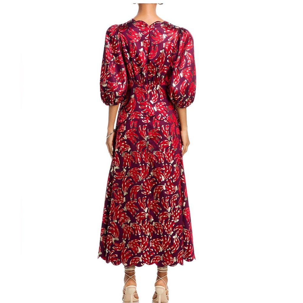 NWT Farm Rio Bossa Banana Metallic Jacquard Maxi Dress - Picture 4 of 10
